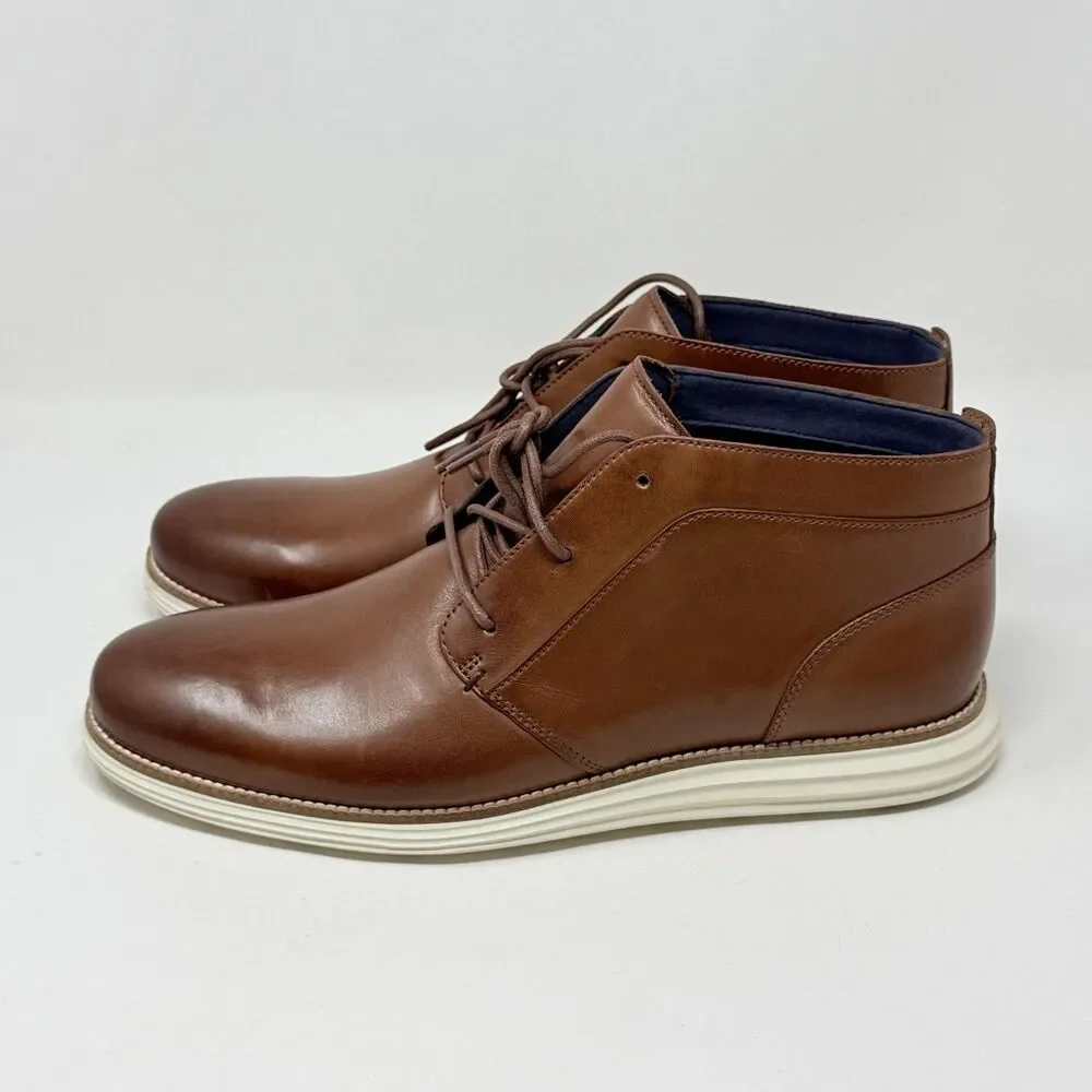 Cole Haan Original Grand Chukka Boots Mens 13 M Woodbury Brown Ivory Leather